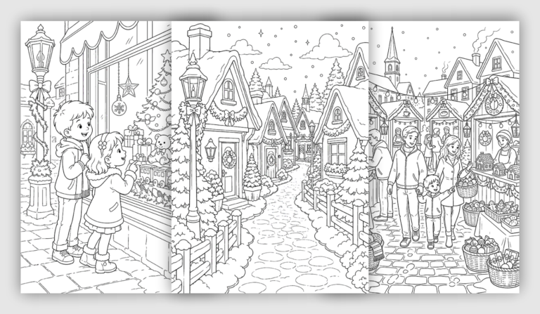 Christmas Village Coloring Pages