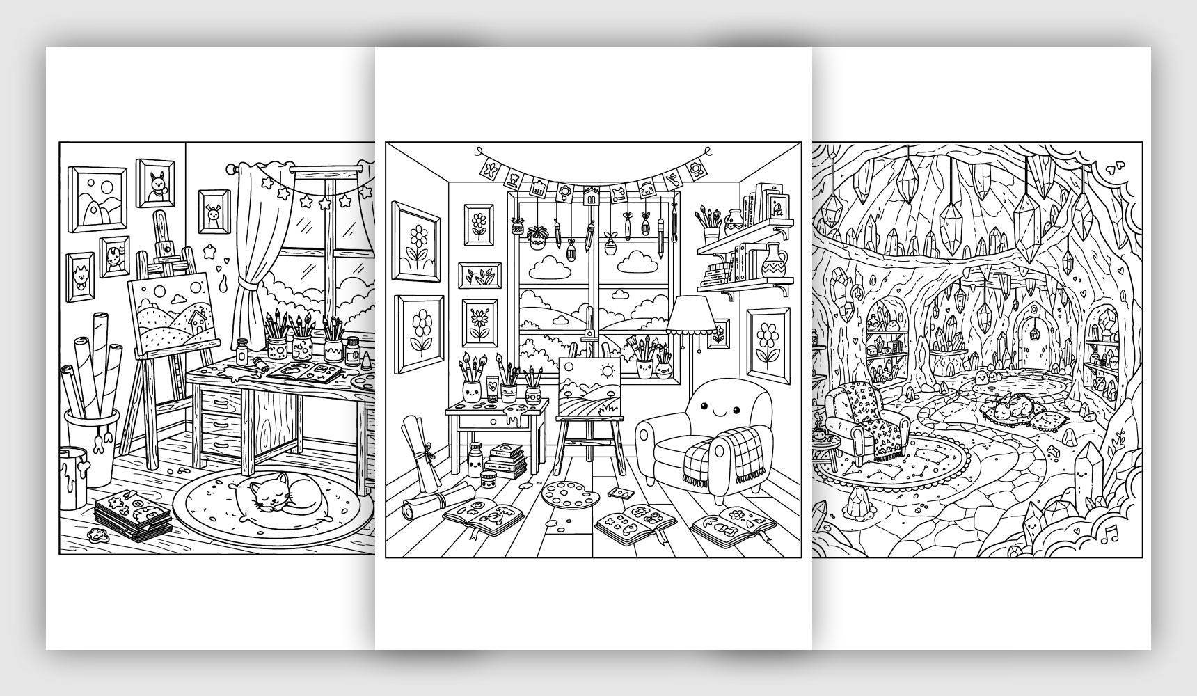 Cozy Interior Coloring Pages cozy interior coloring pages with warm rooms and home details