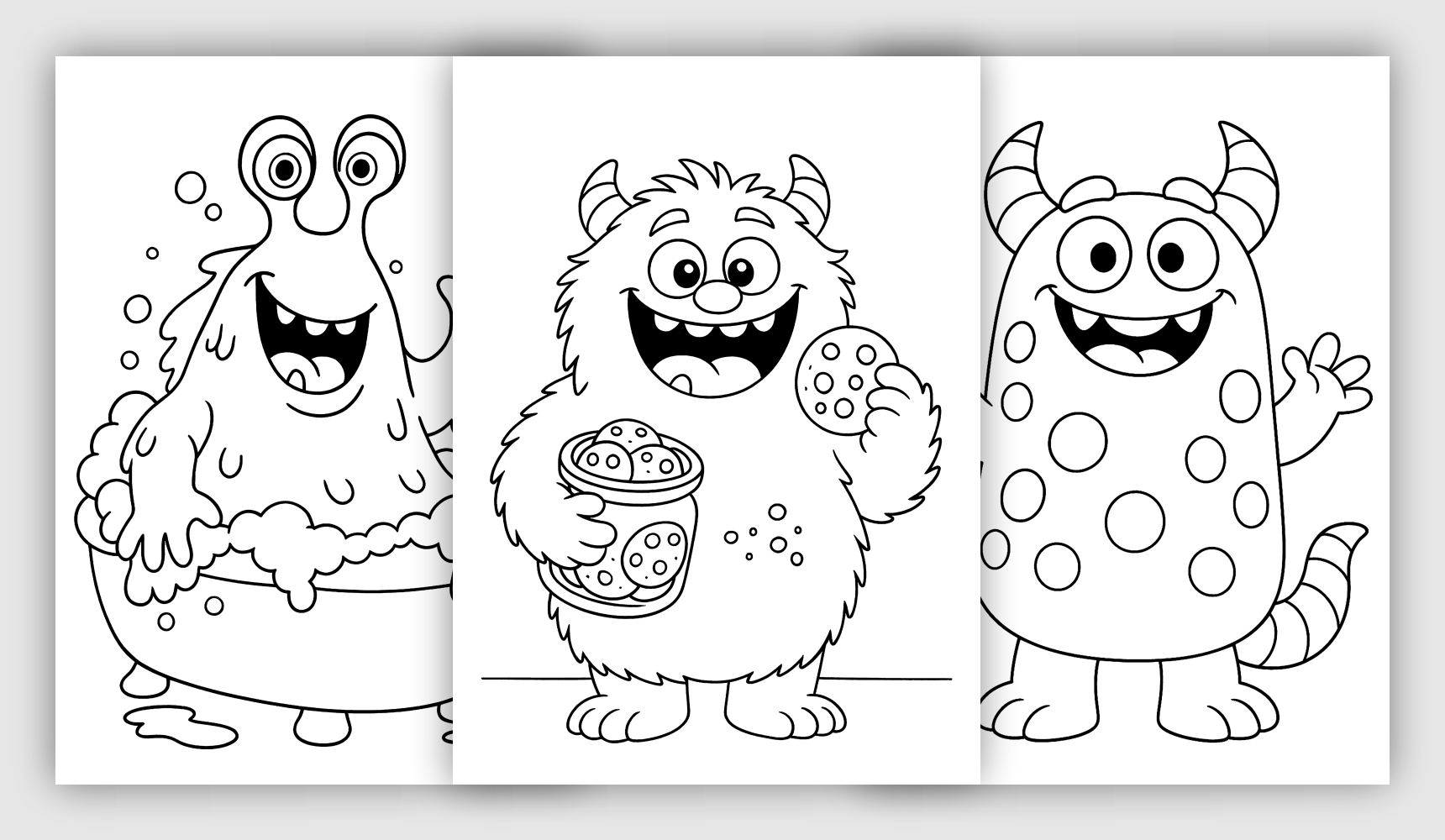 Cute Monster Coloring Pages Cute monster coloring sheets with playful fantasy characters and fun expressions