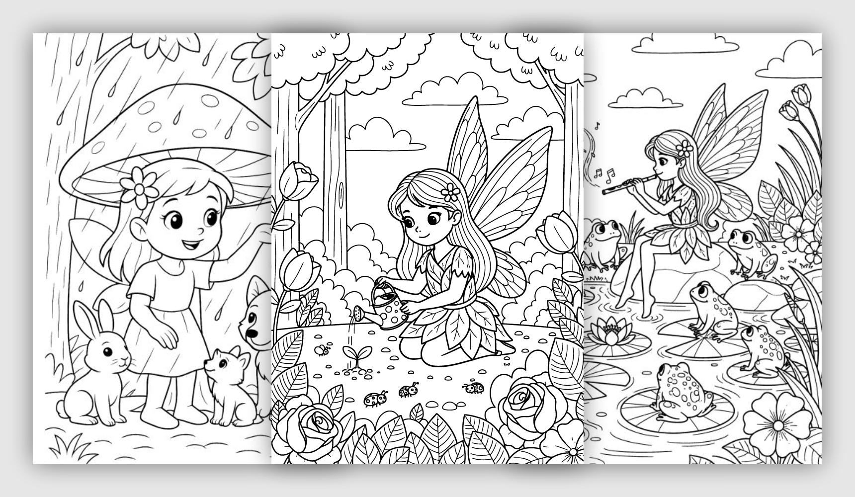 Fairy coloring pages Fairy coloring pages with magical fairies, forest scenes, and fantasy details