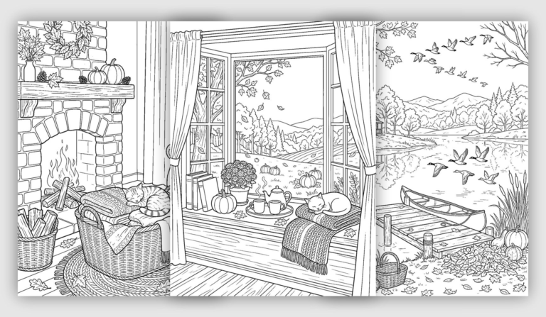 Cozy Fall Coloring Pages for Adults