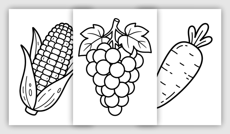 Fruits & Vegetables Coloring Pages for Toddlers.
