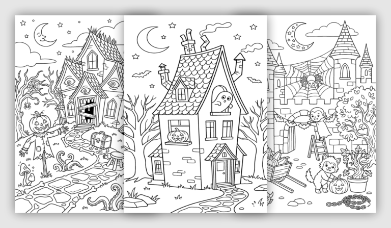 Haunted House Coloring Pages for Kids