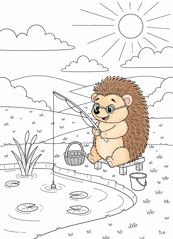 Hedgehog coloring step by step instruction 001