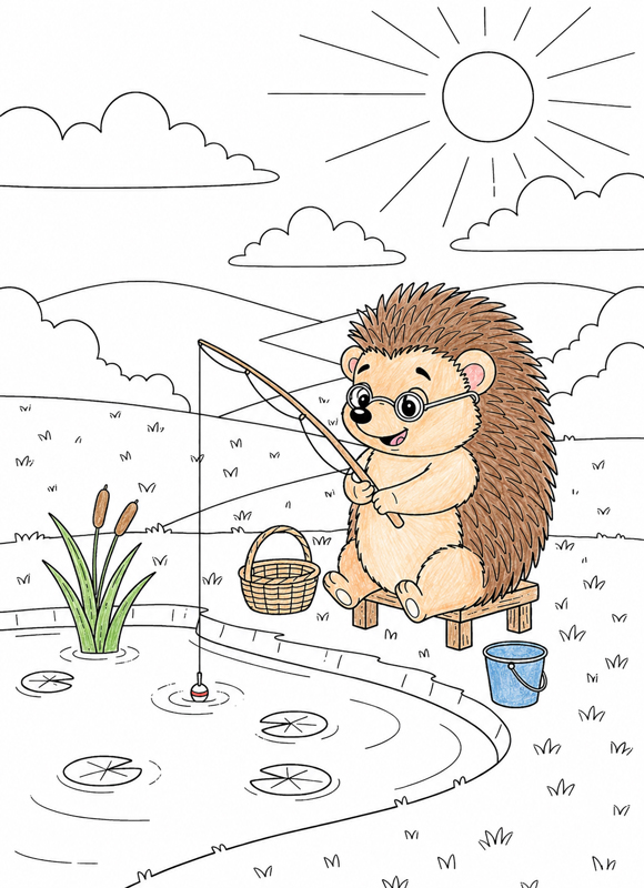 Hedgehog coloring step by step instruction 002