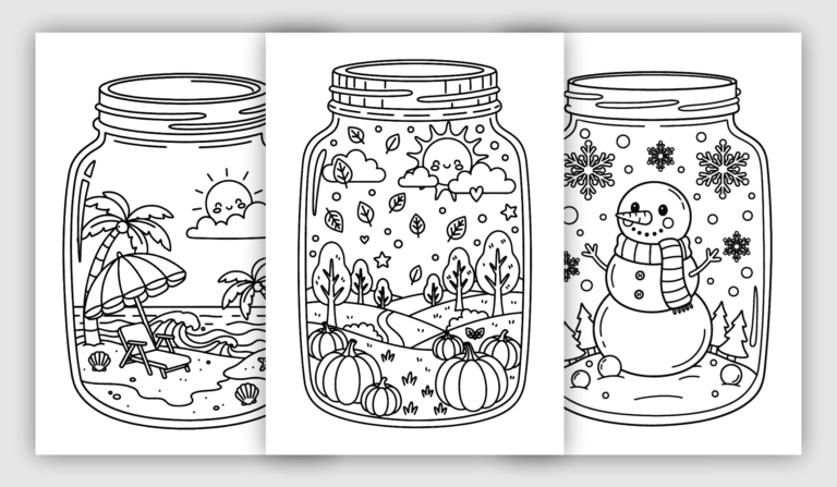 Jar illustration featuring a small fantasy landscape and cozy atmosphere