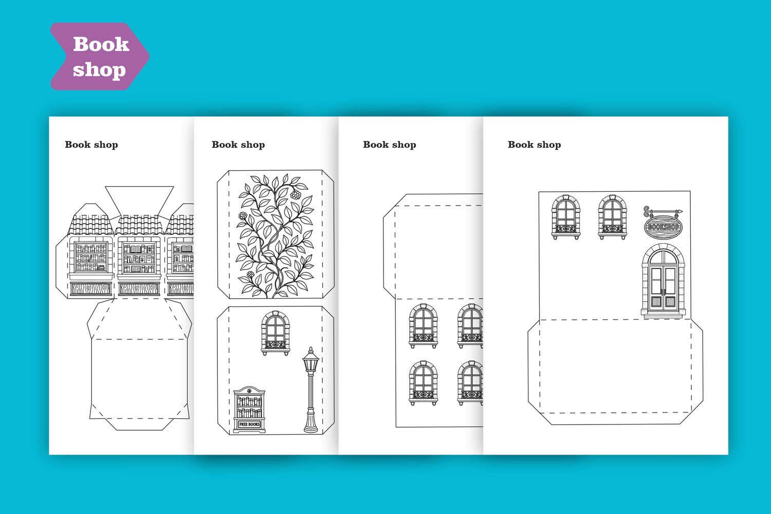 Printable-3D-Book-shop-to-Color-and-Build-002