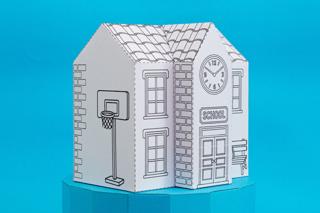 printable 3D school house Printable 3D paper houses collection.