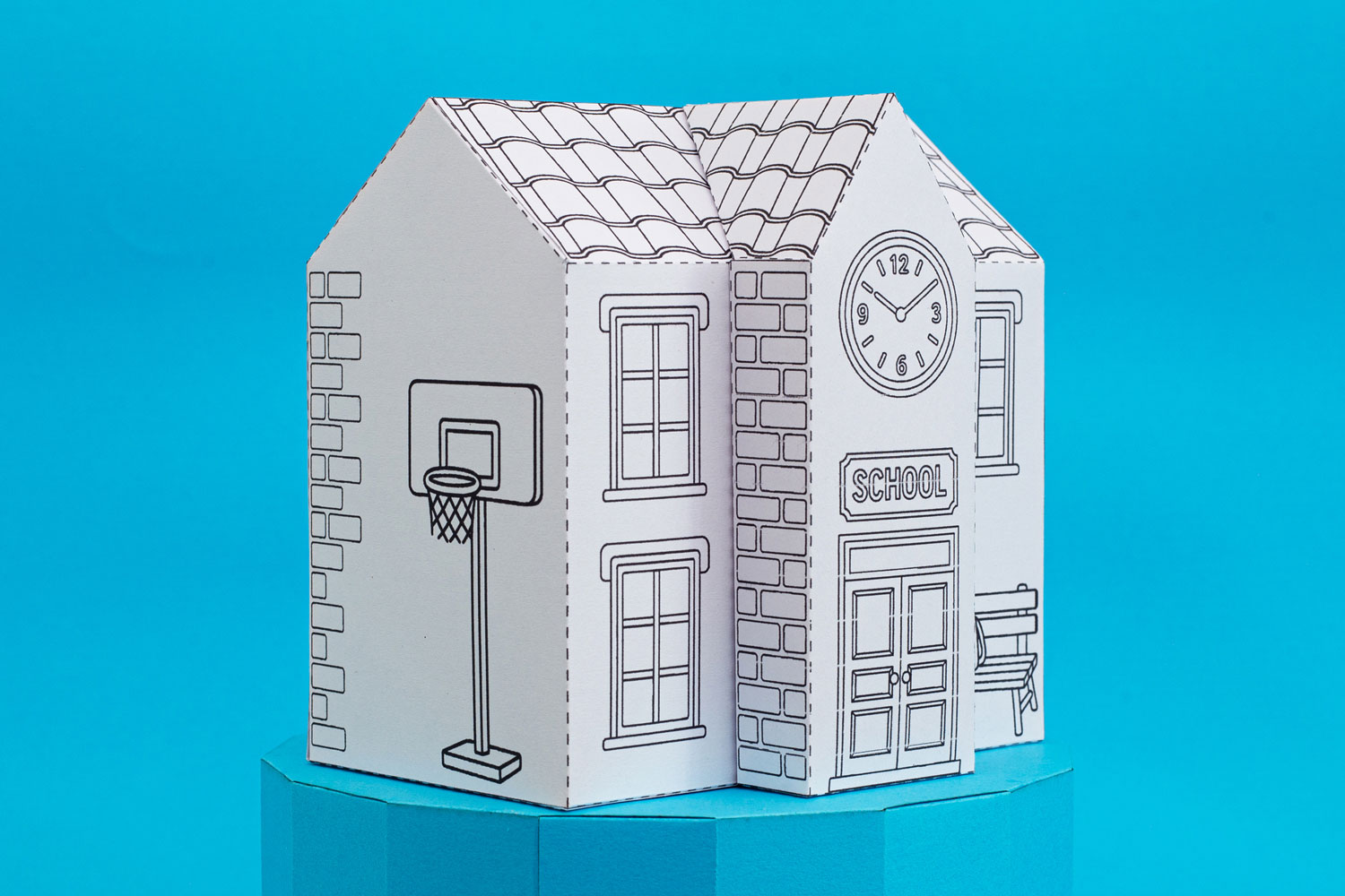 printable 3D school house Printable 3D paper houses collection.