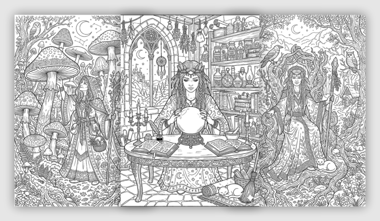 Halloween Witch Coloring Pages for Adults
