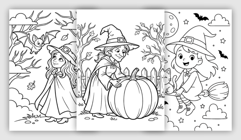 Halloween Witch Coloring Pages for Kids