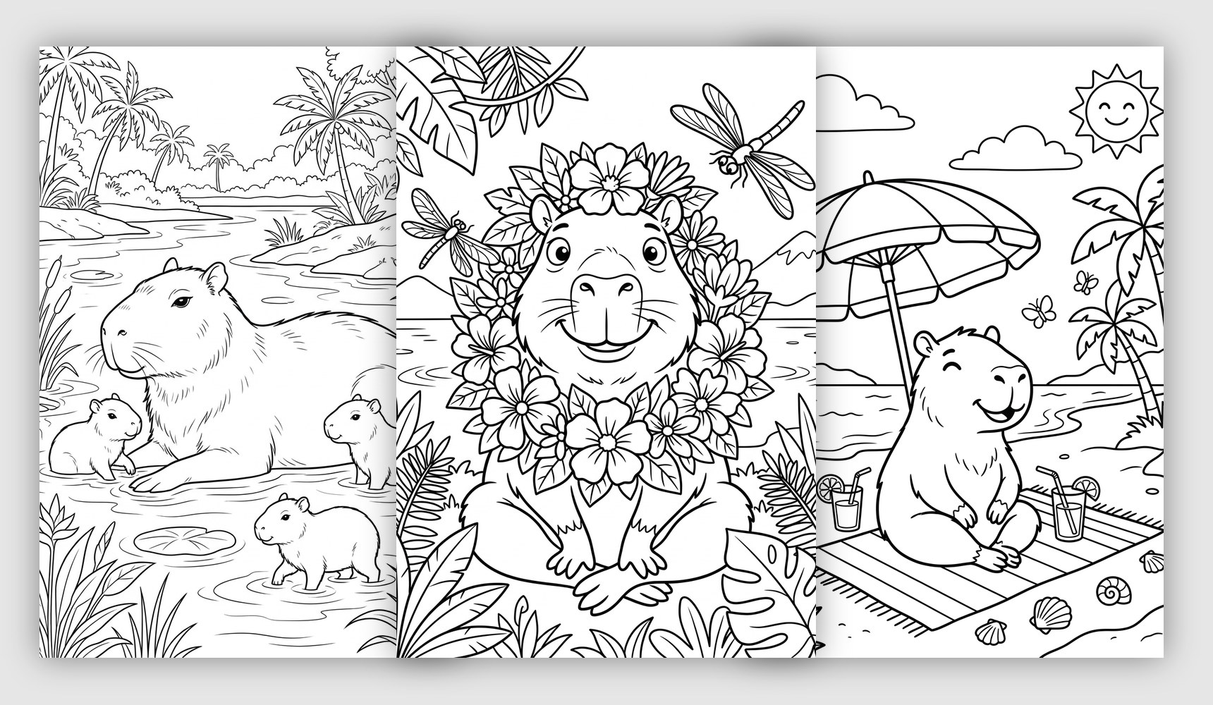 capybara coloring pages navigation card