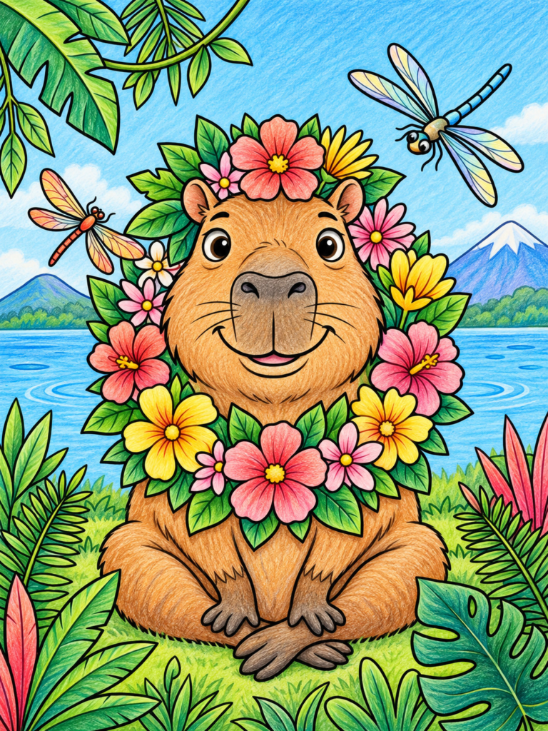 Capybara coloring pages sample 01 coloring page