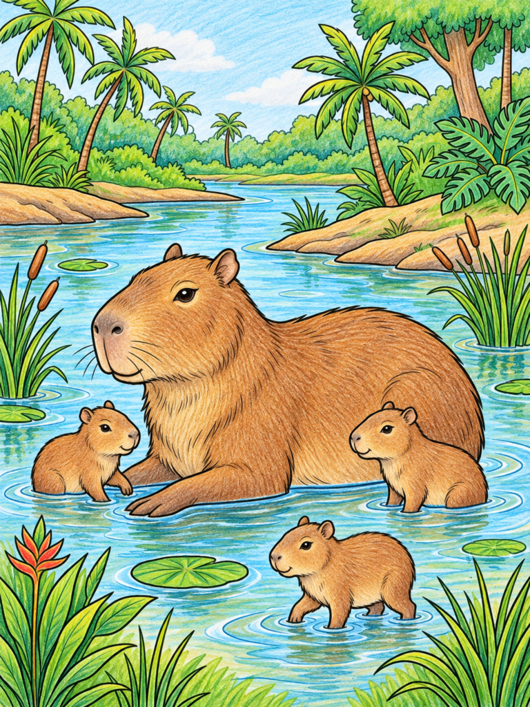 Capybara coloring pages sample 02 coloring page