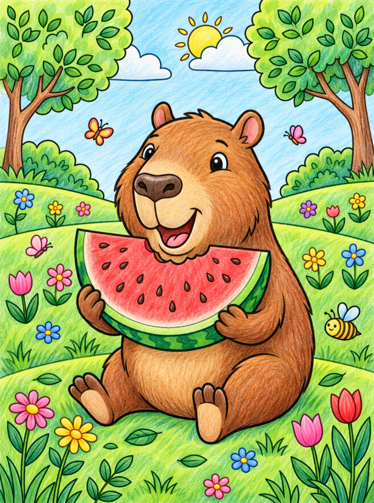 Capybara coloring pages sample 03 coloring page