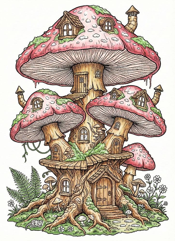 coloring mushroom step2 coloring mushroom step2