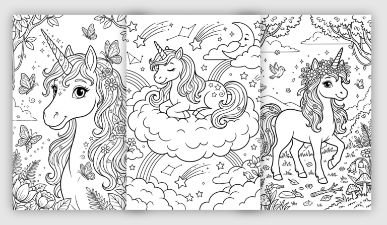 Cute Unicorn Coloring Pages