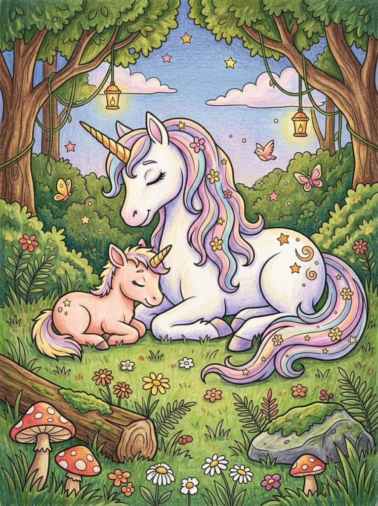 Cute unicorn coloring pages sample 01 coloring page