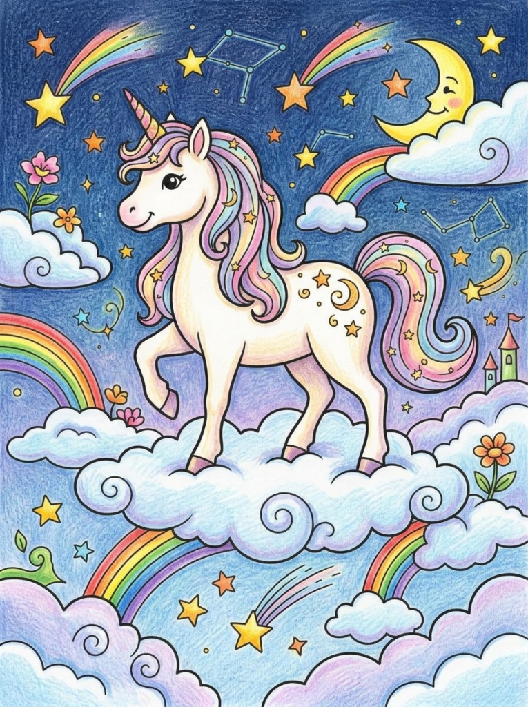 Cute unicorn coloring pages sample 02 coloring page