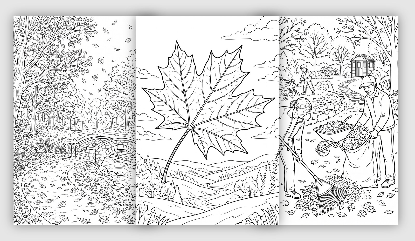 fall leaves for coloring navigation card