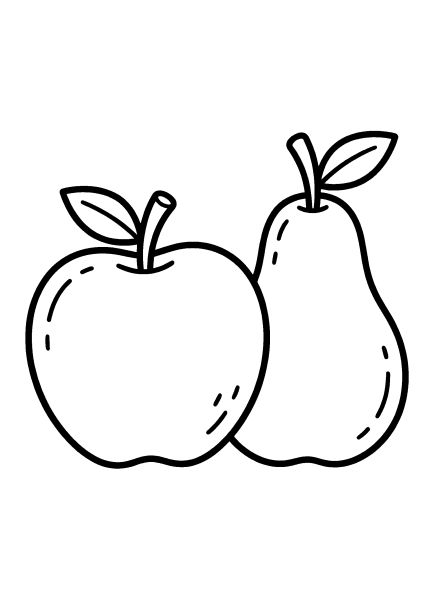 fruits and vegetables coloring page for toddlers 13 Simple apple and pear coloring page side by side