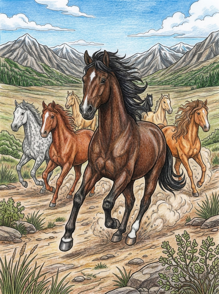 Horse coloring page color sample 01 coloring page