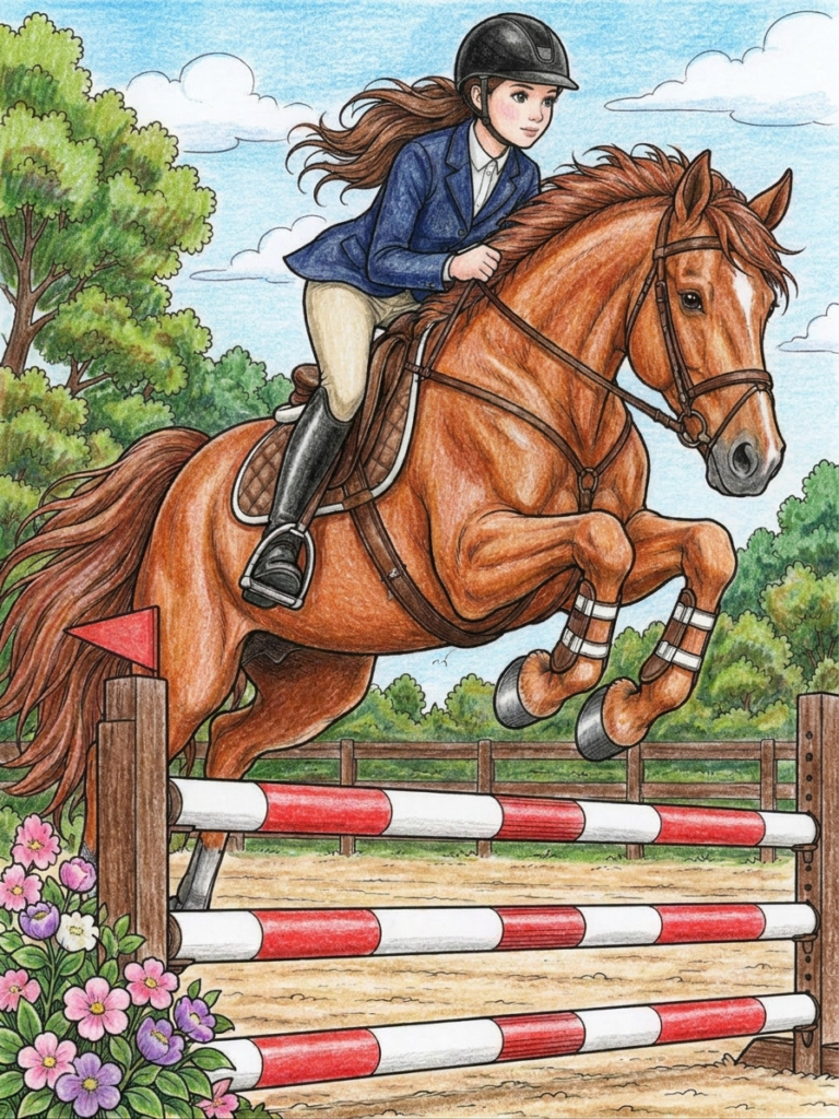 Horse coloring page color sample 03 coloring page