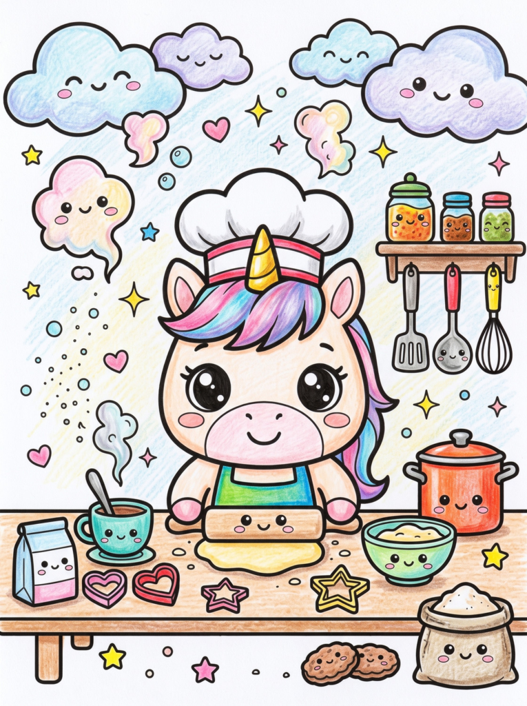 Kawaii unicorn coloring pages 03 coloring page