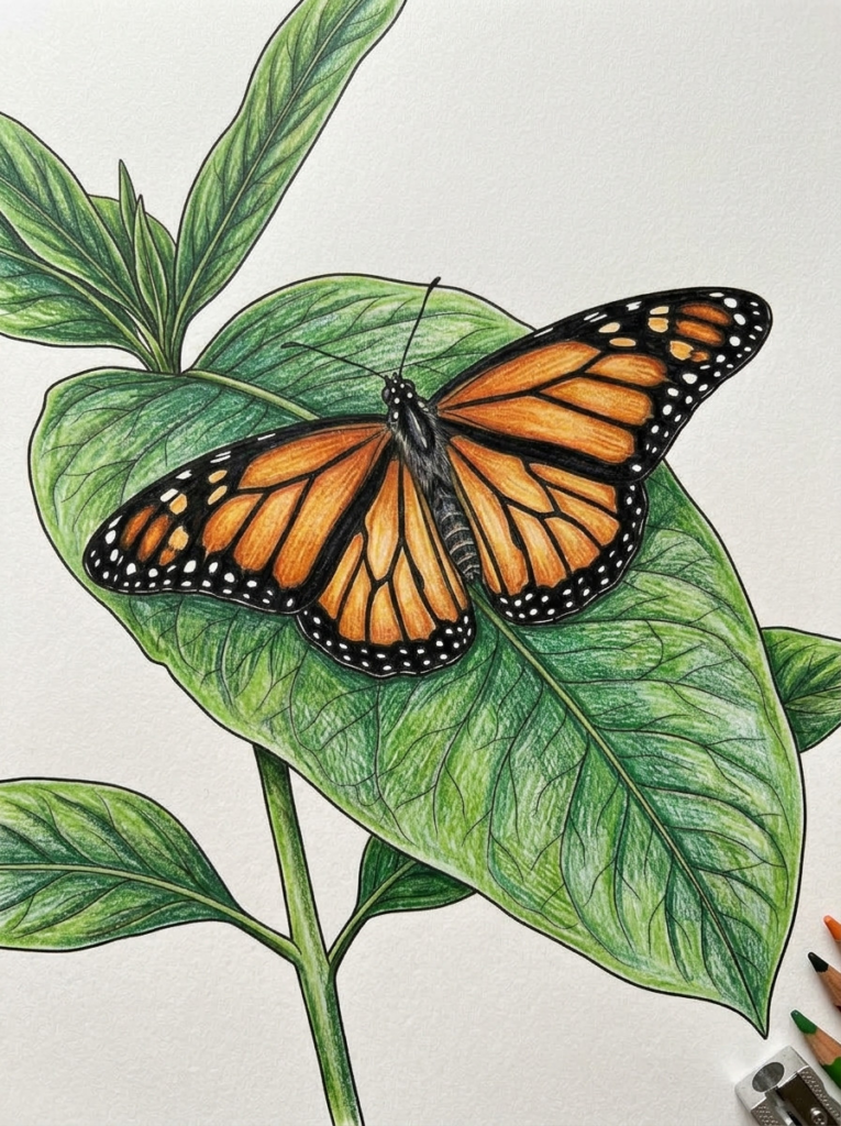Monarch butterfly coloring pages sample 02 coloring page