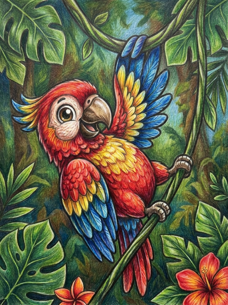 Parrot coloring page sample 01 coloring page