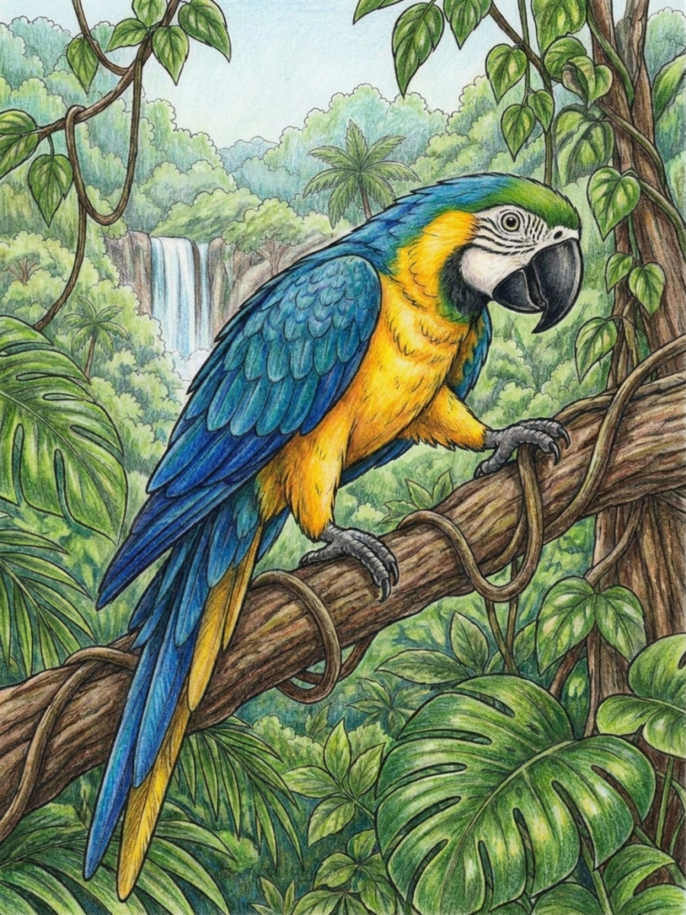 Parrot coloring page sample 02 coloring page