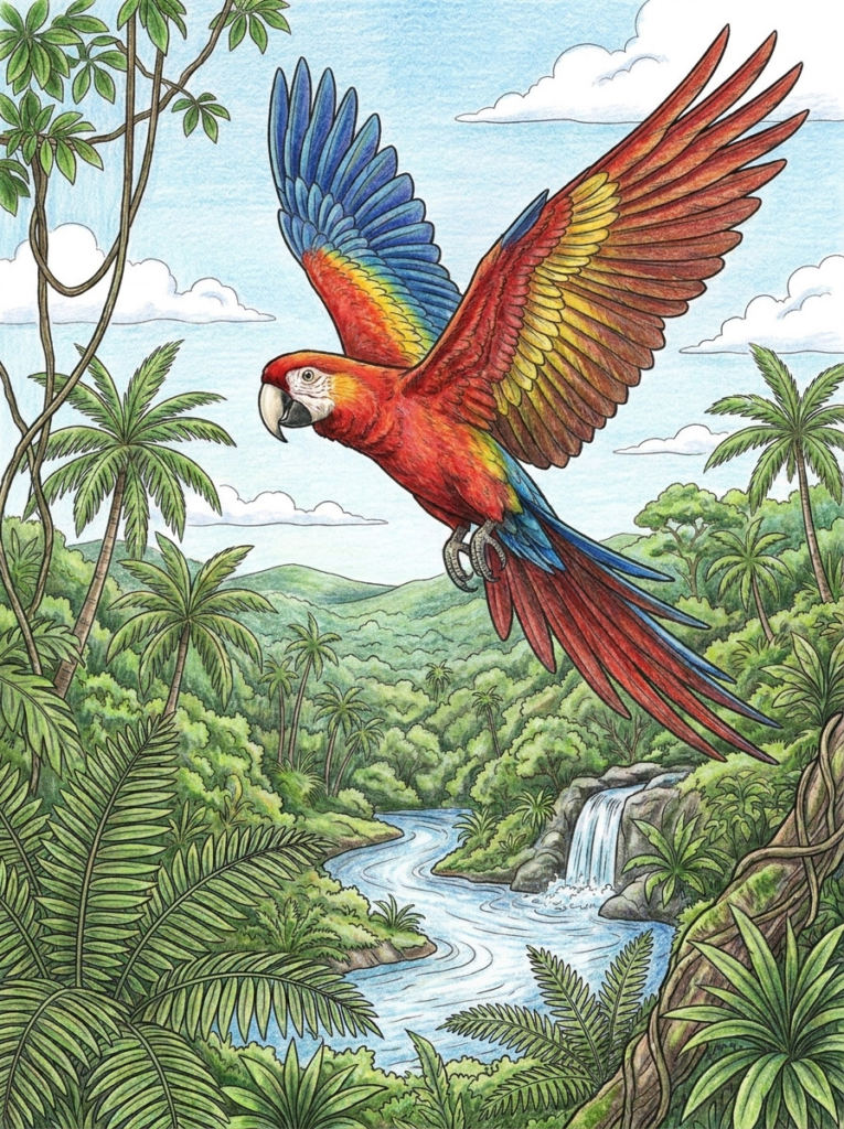 Parrot coloring page sample 03 coloring page