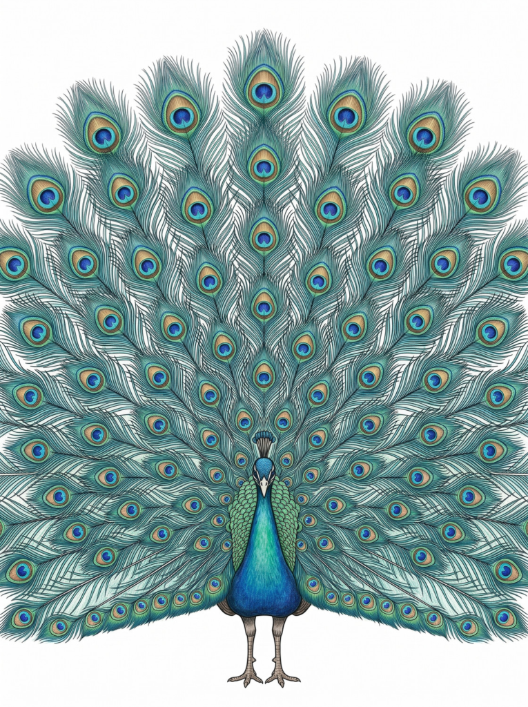 Peacock coloring page sample 01 coloring page