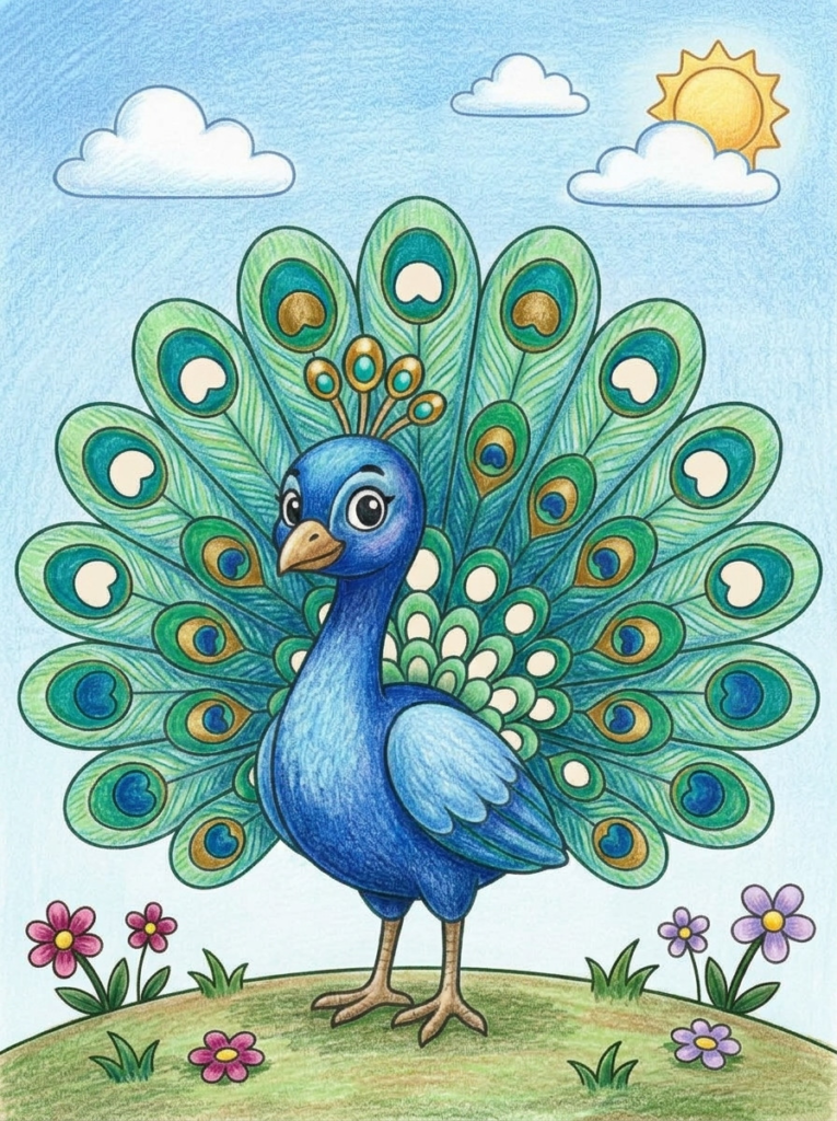 Peacock coloring page sample 02 coloring page