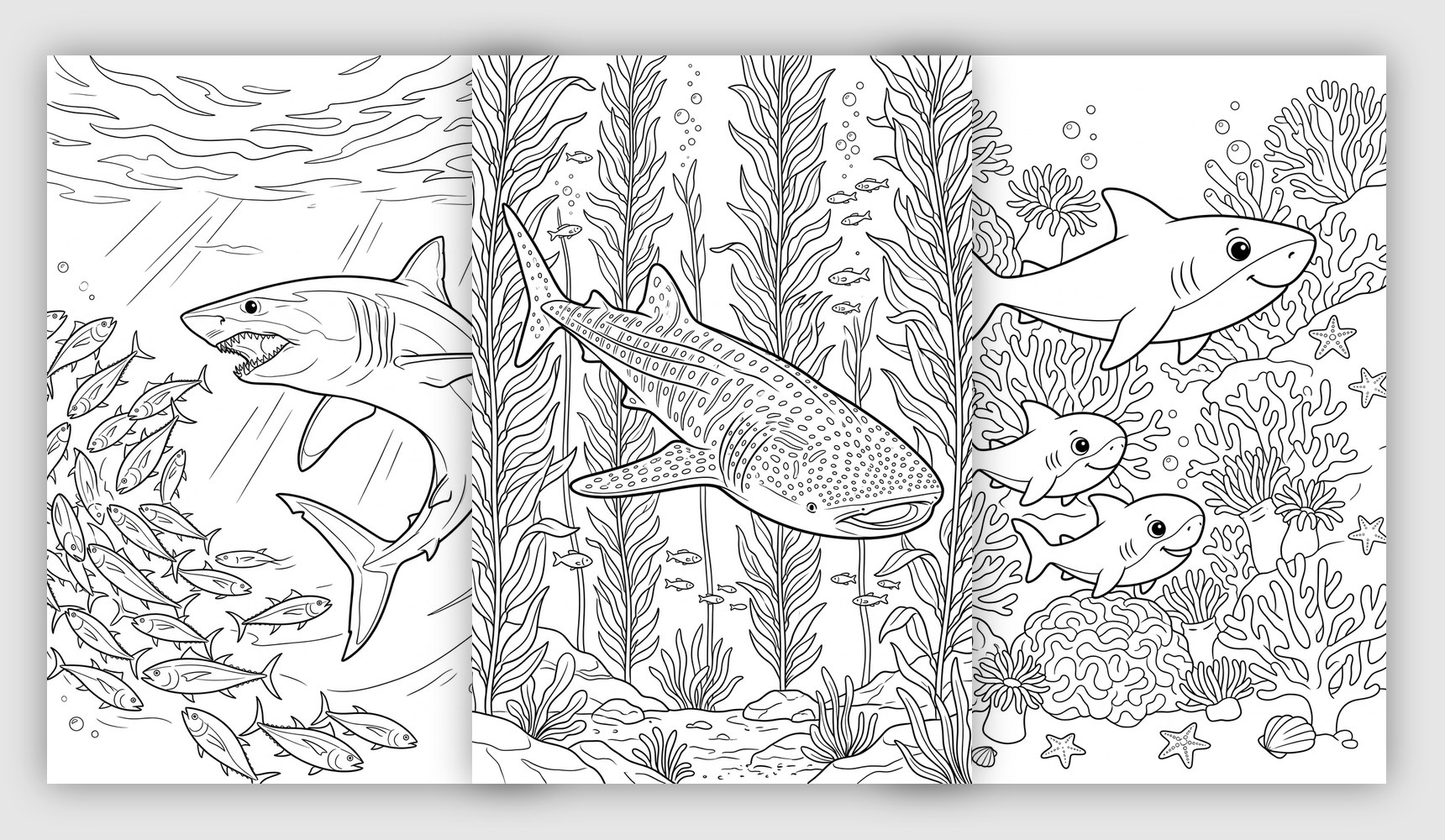 shark coloring pages navigation card