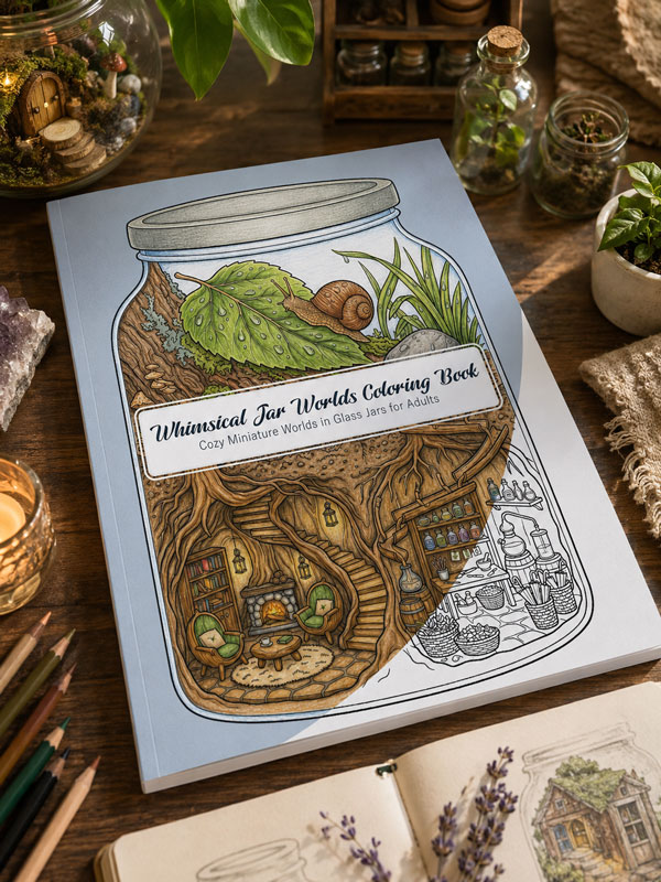 Whimsical Jar Worlds Coloring Book